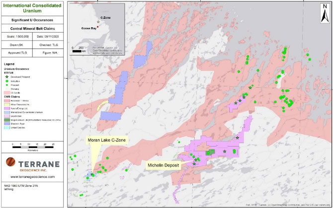 Figure 1 – Labrador Central Mineral Belt (CNW Group/International Consolidated Uranium Inc.)