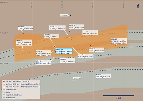 Drill Hole LE19-14B Location Map