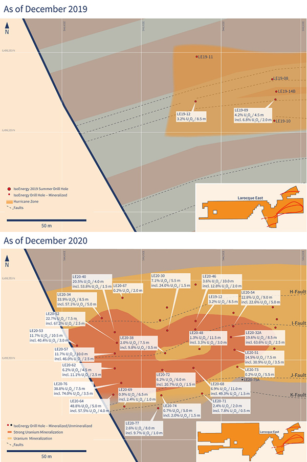 Figure 2 – Western Hurricane Zone Before 2020 Drilling and After 2020 Drilling 