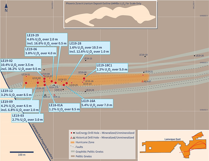 Hurricane Zone Drill Hole Location Map