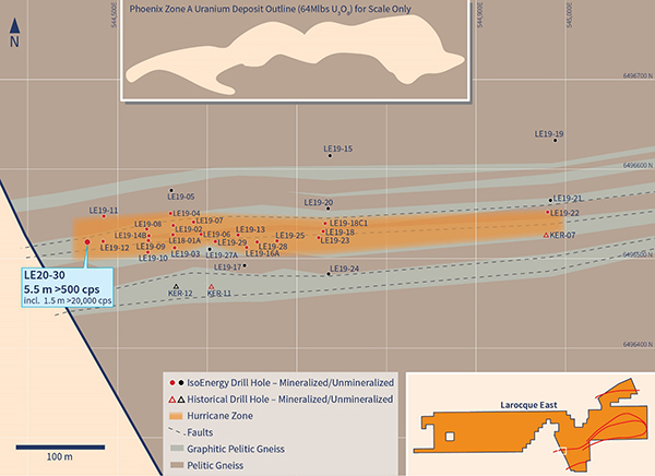 Hurricane Zone Drill Hole Location Map