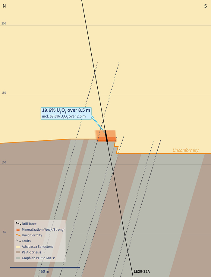 Cross Section 4510E (Drill Hole LE20-32A)