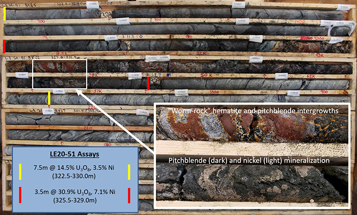 Drill Hole LE20-51 Core Photo of Mineralization