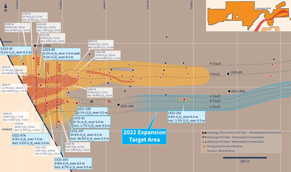 Hurricane Zone Drill Hole Location Map