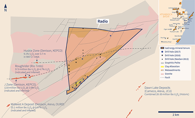 Radio Property Location in Relation to Surrounding Uranium Deposits