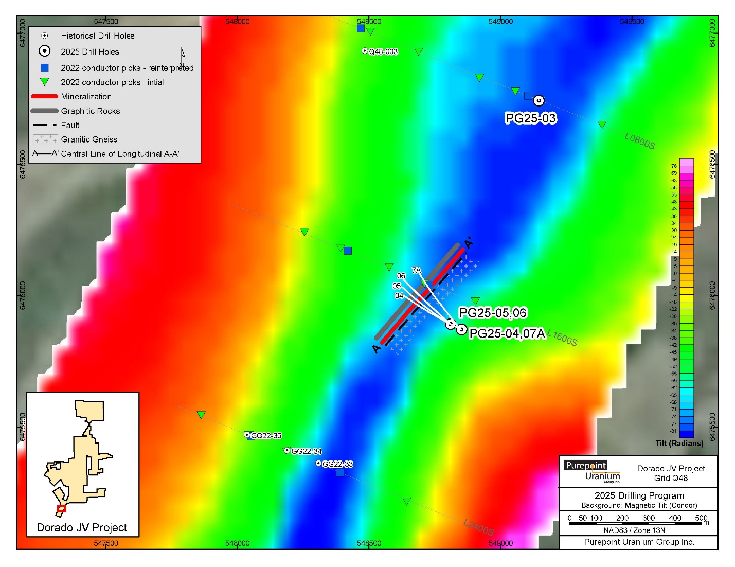 Figure 2: Location Map of 2025 Drill Program at Q48 Target Area and the new Nova Discovery